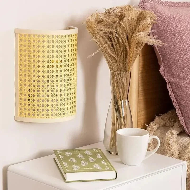 lampe murale led beige clair tissu motifs moderne rustique chambre salon