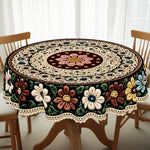 nappe fleur broderie traditionnelle imperméable lavable extérieur mariage fête rectangle round