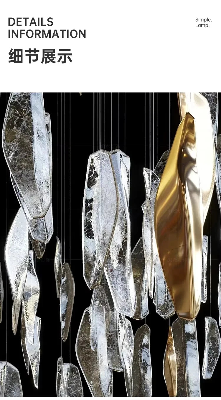suspension lumineuse cristal marbré contemporain transparent doré noir 15m² 60w led