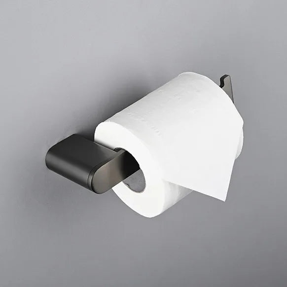 accessoires salle bain moderne noir blanc porte serviettes brosse wc papier toilette savon rangement