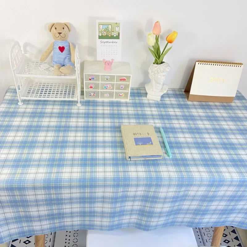 nappe rectangulaire carreaux bleu clair rose moderne polyester maison mariage fête