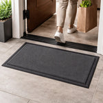tapis antidérapant imperméable moderne maille dense sol intérieur noir gris rouge