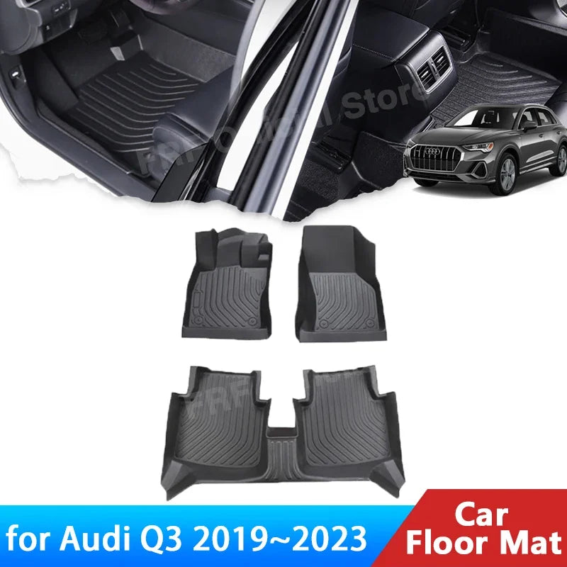 tapis sol noir rayures horizontales anti dirty waterproof audi q3 sportback moderne caoutchouc fibre