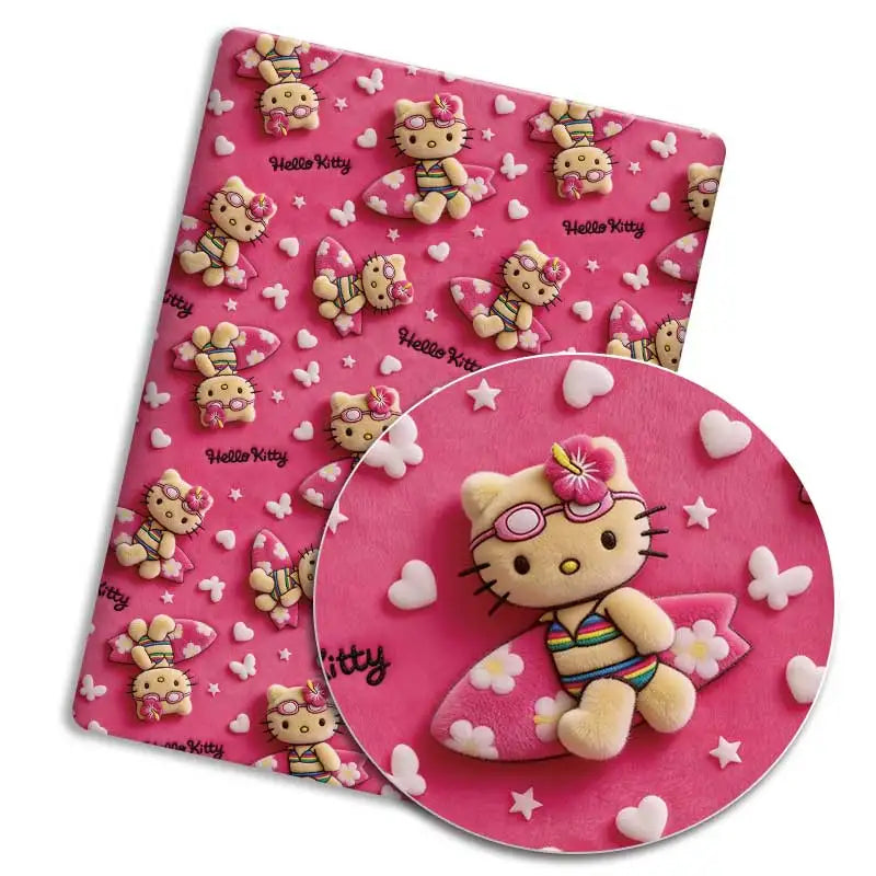 serviettes tissu imprimé hello kitty rose vert blanc résistant abrasion plain weave coton enfantin