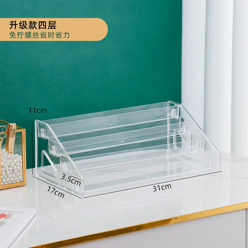 porte cd transparent moderne plastique clips rangement maison trois couche fixe