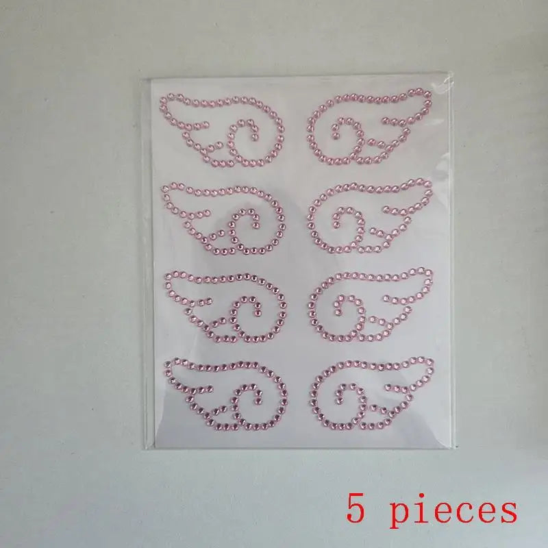 sticker decoratif ailes ange strass blanc rose bleu argent adhésif élégant décoration diy cadeau