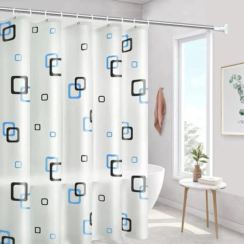 rideau douche moderne opacité bulles triangles blanc bleu vert jaune