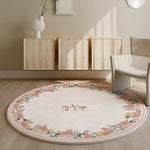 tapis rond floral moderne polygone coloré salon décoration maison variété motifs moelleux polyester
