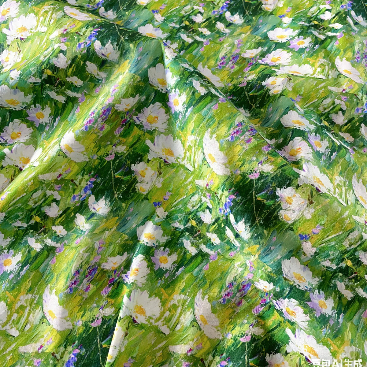 tissu coton imprimé floral motifs marguerites roses peinture huile abstraite digital printing 145cm large