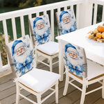 Housse chaise bleu motif Noël sur chaise de salle à manger