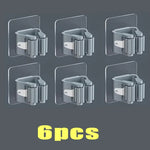 porte balai adhésif support murale rangement moderne salle bain outils nettoyage hooks gris clair