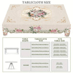 nappe table fleurs roses pivoines feuillage classique beige doré romantique polyester moderne