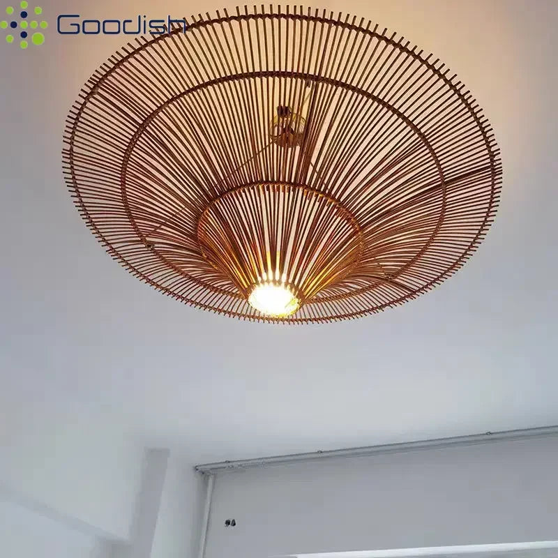 suspension rotin tressée moderne naturelle salon restaurant chambre principal