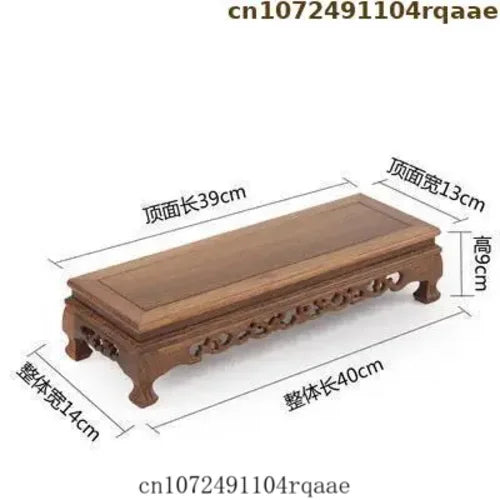 support bois sculpté table basse vase plantes traditionnel asiatique trépied