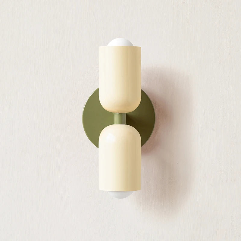applique murale moderne métal vert olive rouge beige orange fixée mur led