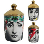 boîtes bougies parfumées art déco moderne vintage illustrations visages géométriques 350ml