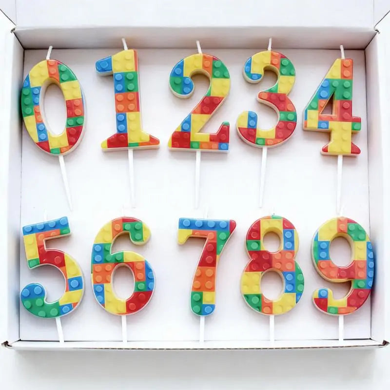 bougies anniversaire chiffres couleurs construction blocs decorative enfantine pique số đến