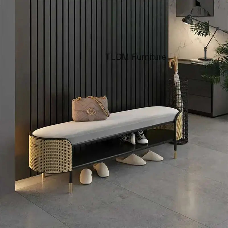 pouf contemporain banc gris tressé adhésif 120cm 140cm 160cm 43cm large 5cm haut