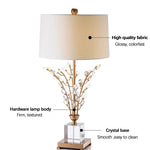 lampe table moderne or beige branches décoratives nordique base cristal 45x76cm led contemporaine