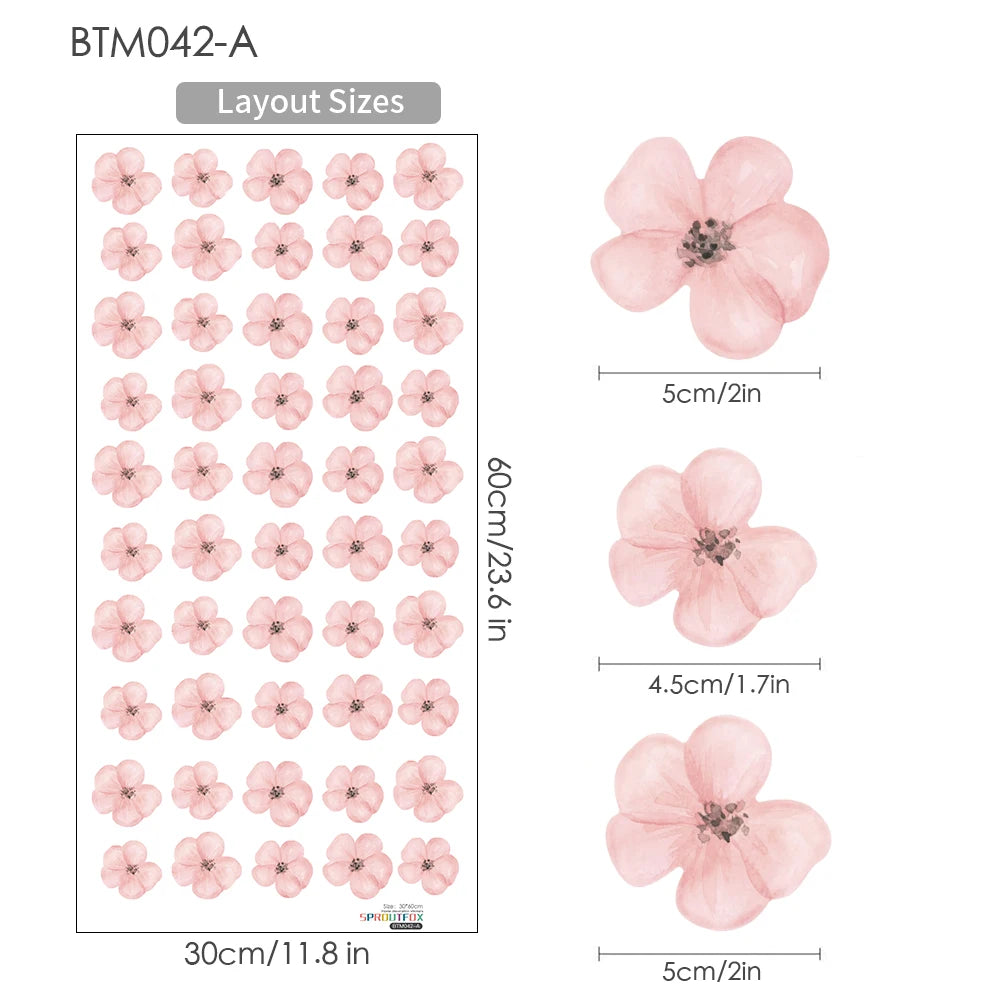 sticker mural fleurs rose simple moderne adhésif dimension 30cm chambre enfant décoration maison