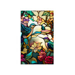 décoration fenêtre fleurs oiseaux art deco adhésive multicolore résistante usure pvc transparente