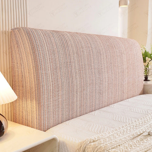housse protège tête lit extensible gris clair rayures horizontales moderne chambre coton polyester