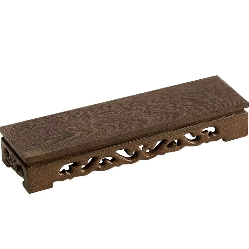 support encens bois naturel gravure décorative rustique artisanal objet religieux zen
