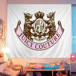 tapisserie murale décor chambre fleurs logo chien rose noir gris tissu coton polyester grande