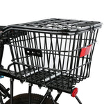 panier vélo arrière noir clips maille métallique sac rangement ciseaux pinces moderne