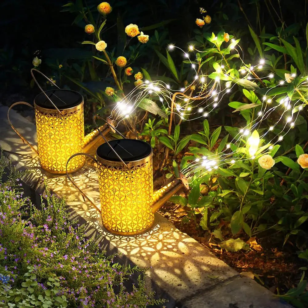 guirlande lumineuse solaire blanc motif géométrique moderne batterie solaire fil lumineux tringle fixation
