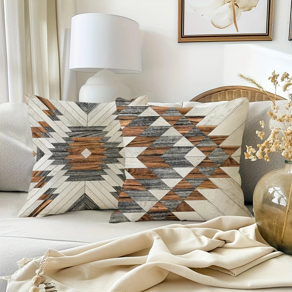 taies d'oreiller géométriques moderne 100% polyester noir blanc marron gris lit opaques moderne
