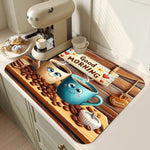 tapis cuisine absorbant gris motif machine espresso antidérapant étanche évier moderne