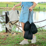 sac cordons noir maille pratique rangement camping cuisine pique nique barbecue vaisselle portatif organizer