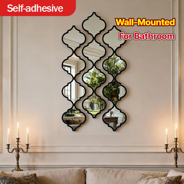miroir noir moderne 12 pièces forme diamantée autocollant salon couloir