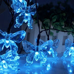 guirlande lumineuse solaire papillons transparents jaunes vertes bleues modernes modes étanches chambre salon