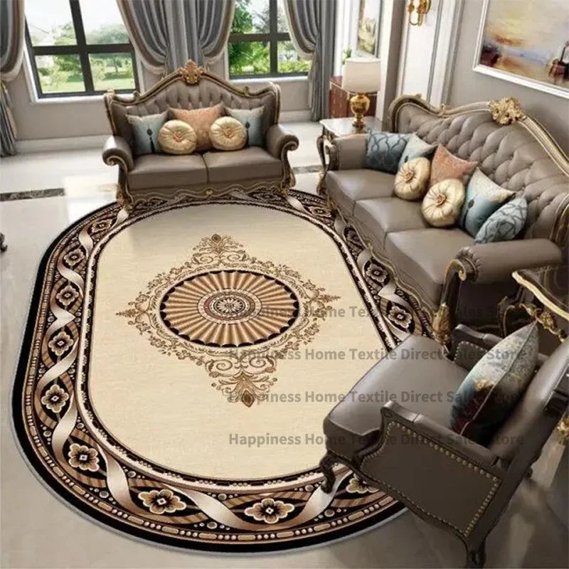 Tapis ovale salon 200x300 cm design géométrique vert