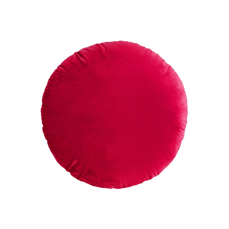 taies d'oreillers rondes velours couleurs unies moderne décoratives intérieur blanc bleu marine jaune rose
