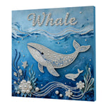 kit peinture points tableau décoratif baleine océan fleurs bleu blanc beige