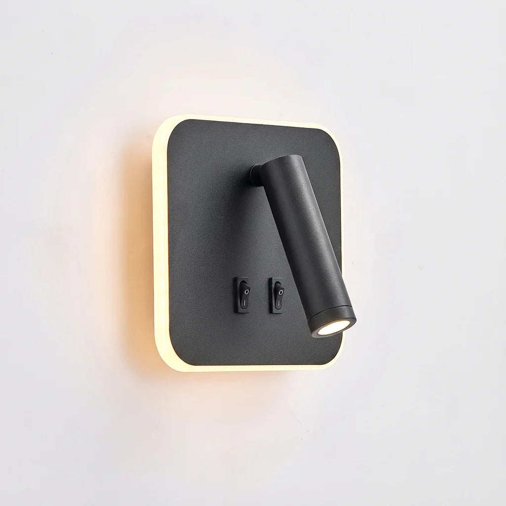 lampe murale moderne led noir fixée mur chargeur usb chambre entrée étude