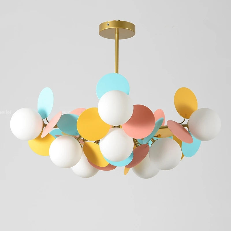 Suspension lumineuse moderne verre dépoli blanc bleu clair jaune rose orange pince suspension