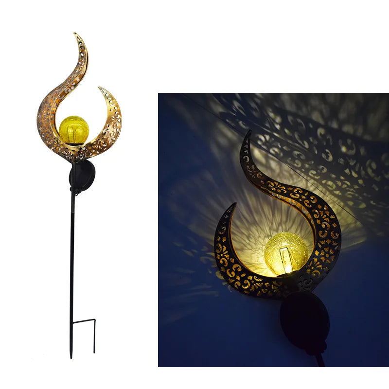 lumière solaire or artisanale étoiles motifs floraux oiseau jardin décoration extérieure