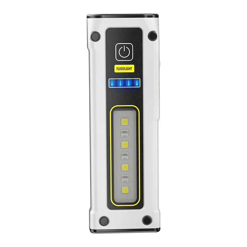 lampe torche led rechargeable blanc noir jaune moderne pleine lumiere camping pêche pratique