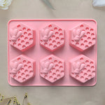 moule savon silicone hexagones nid d'abeille moderne rose violet bleu clair vert