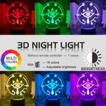 veilleuse nuit 3d oeil stylisé couleurs vert rouge bleu jaune violet moderne minimaliste télécommande