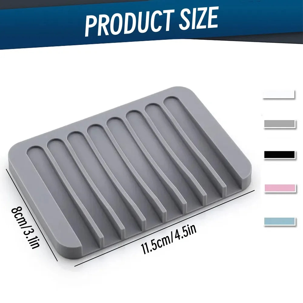 support savon silicone rayures horizontales gris rose blanc moderne comptoir salle bains