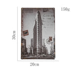 décoration murale vintage empire state building écriture manuscrite urbain ornements créatifs beige marron gris