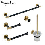 accessoires salle bains porte serviettes moderne porte savon noir doré texture moletée fixations élégants