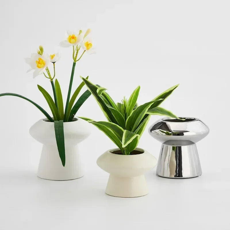 vases céramique blanc argenté modernes minimalistes grandes petites rond lissesintérieur decoration