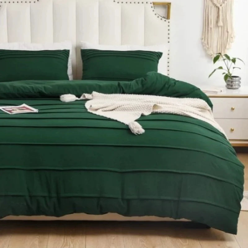 housse couette taies oreiller stripe geometrique beige vert foncé turquoise gris olive moderne chambre