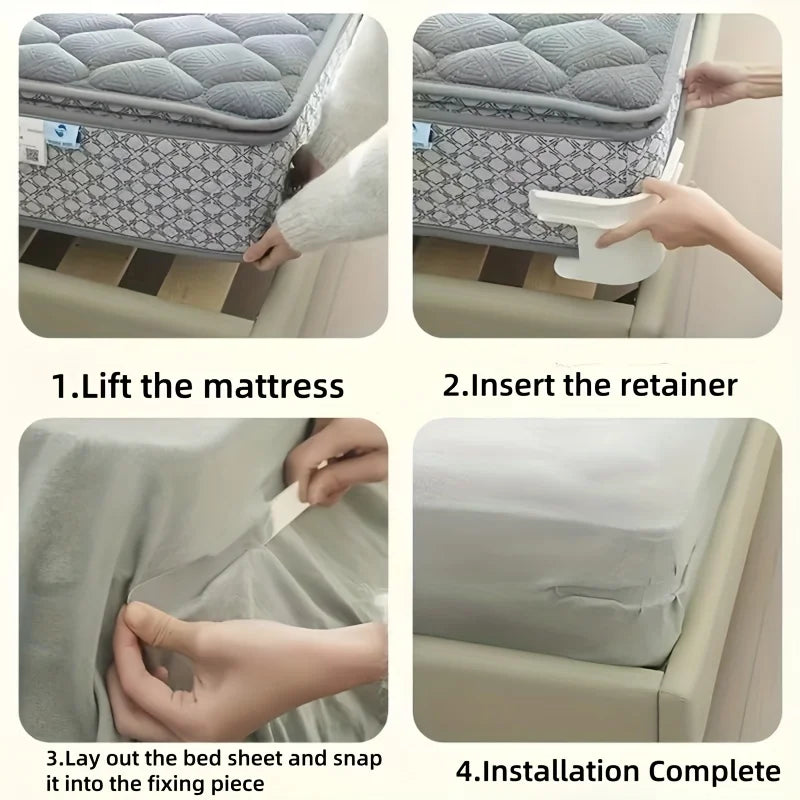 supports draps adhésifs transparents gris clair moderne fixations lits minimalistes